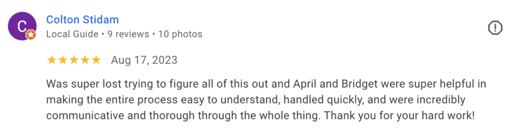 Mansfield personal injury client review